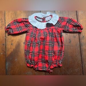 The Smocking Place 9 months baby onesie bubble ruffle red plaid holiday festive
